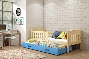 Dětská postel s přistýlkou bez matrací 80x190 BRIGID - borovice / modrá