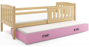 Dětská postel s přistýlkou bez matrací 80x190 BRIGID - borovice / růžová