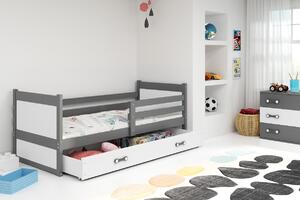 - Dětská postel s úložným prostorem bez matrace 90x200 FERGUS - grafit / bílá