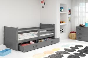 Dětská postel s úložným prostorem s matrací 90x200 FERGUS - grafit