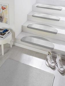 Hanse Home Collection koberce Sada 15ks nášlapů na schody: Fancy 103006 šedé, samolepící - 23x65 půlkruh (rozměr včetně ohybu), sada 15 ks