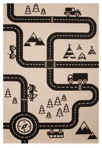 Zala Living - Hanse Home, Dětský kusový koberec Vini 103024 Road Map Charly 120x170 cm | béžová Typ: 120x170 cm