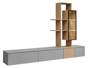 Obývací stěna Lonios AGDC LO (šedá + dub cremona) (s osvětlením)