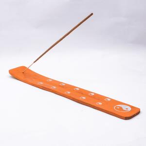 Stojánek na vonné tyčinky - dřevěný oranžový - Jin Jang