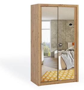 Skříň s posuvnými dveřmi a zrcadlem 120 BRYAN - dub artisan