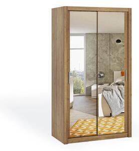 Skříň s posuvnými dveřmi a zrcadlem 120 BRYAN - dub zlatý