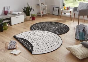 NORTHRUGS - Hanse Home, Kusový koberec Twin-Wendeteppiche 103109 schwarz creme kruh | černá Typ: kulatý 200x200 cm