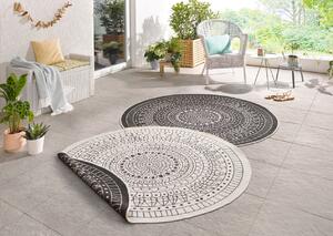 NORTHRUGS - Hanse Home koberce Kusový koberec Twin-Wendeteppiche 103101 creme schwarz kruh – na ven i na doma - 140x140 (průměr) kruh cm