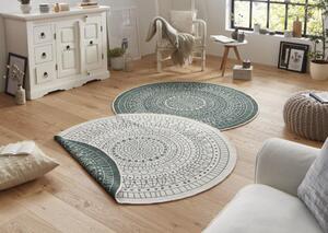 NORTHRUGS - Hanse Home koberce Kusový koberec Twin-Wendeteppiche 103103 creme grün kruh – na ven i na doma - 100x100 (průměr) kruh cm
