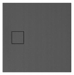 Cersanit Tako Slim, čtvercová sprchová vanička 80x80x4 cm + šedý sifon, šedá matná, S932-161