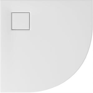 Cersanit Tako Slim, čtvrtkruhová sprchová vanička 80x80x4 cm + bílý sifon, bílá matná, S932-155