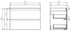 Cersanit Moduo, umyvadlová skříňka + umyvadlo 80cm, šedá lesklá, S801-315-DSM