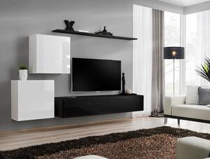 Stěna do obývacího pokoje RIONATA 5 - bílá / černá