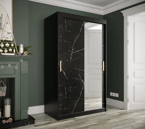 Zrcadlová skříň s posuvnými dveřmi MAREILLE 3 - šířka 120 cm, černá / černý mramor