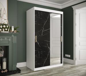 Zrcadlová skříň s posuvnými dveřmi MAREILLE 3 - šířka 120 cm, bílá / černý mramor