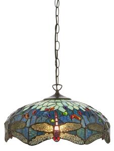 Endon 112195 - Lustr na řetězu Tiffany DRAGONFLY 1xE27/60W/230V pr. 41 cm