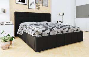 Manželská postel s roštem 140x200 MELDORF - černá ekokůže
