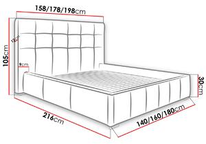 Manželská postel s roštem 140x200 MELDORF - šedá ekokůže