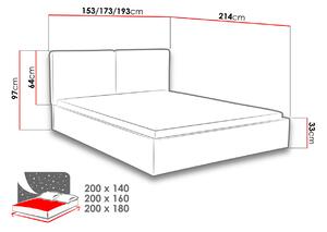 Čalouněná manželská postel 160x200 WILSTER - hnědá