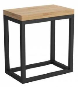 Kovový konferenční stolek SETUBAL - černý / masivní dub