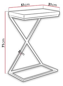 Odkládací stolek BRAGANCA - černý / světlý mramor