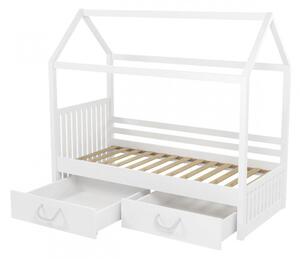 Dětská postel domeček 90x200 NEBRA - bílá