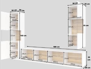 Velká obývací stěna BONA - bílá / wotan