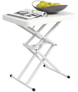 Outsunny Skládací zahradní stolek s nastavitelnou výškou, plastový obdélníkový stolík na terasu s nosností 50kg, 65x45x70H cm pro venkovní a vnitřní p