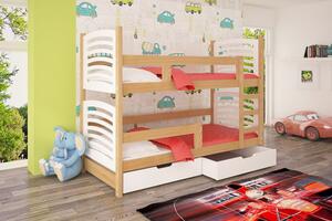 Patrová postel s úložným prostorem KALA 2 - 75x180, borovice / bílá