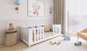 Dětská postel se zábranami NORENE - 90x190, šedá