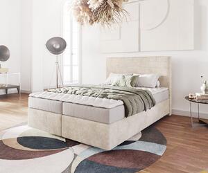 DELIFE Boxspring postel Dream-Well 140x200 cm manšestr béžová s matrací a topperem