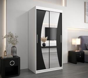 Skříň s posuvnými dveřmi BETA - 100 cm, bílá / černá