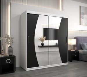 Skříň s posuvnými dveřmi IZABELA - 180 cm, bílá / černá
