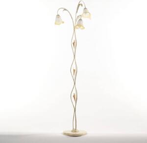 Stojací lampa Lucrezia slonovina, stínidlo s květy