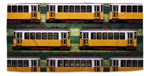 Sablio Ručník Lisabonské historické tramvaje Zelený Pattern - 30x50 cm