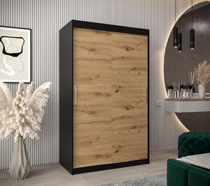 Skříň s posuvnými dveřmi v šířce 120 cm TIMEA - černá / dub artisan