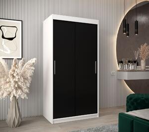Skříň s posuvnými dveřmi v šířce 100 cm TIMEA - bílá / černá