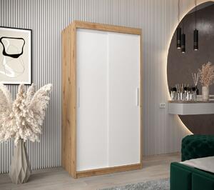 Skříň s posuvnými dveřmi v šířce 100 cm TIMEA - dub artisan / bílá