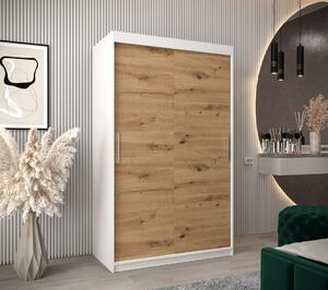 Skříň s posuvnými dveřmi v šířce 120 cm TIMEA - bílá / dub artisan