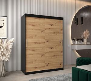 Skříň s posuvnými dveřmi v šířce 150 cm TIMEA - černá / dub artisan