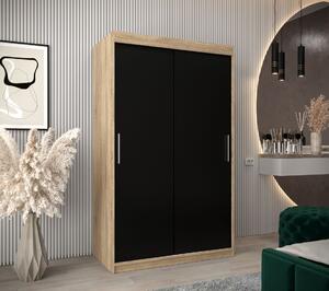 Skříň s posuvnými dveřmi v šířce 120 cm TIMEA - dub sonoma / černá