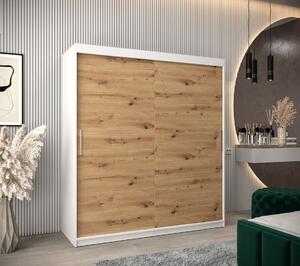 Skříň s posuvnými dveřmi v šířce 180 cm TIMEA - bílá / dub artisan