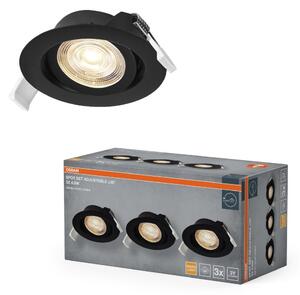 Vestavný LED reflektor nastavitelný, teplá bílá, černá