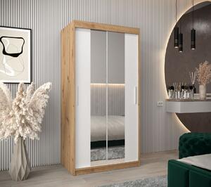 Skříň s posuvnými dveřmi v šířce 100 cm TIMEA 1 - dub artisan / bílá