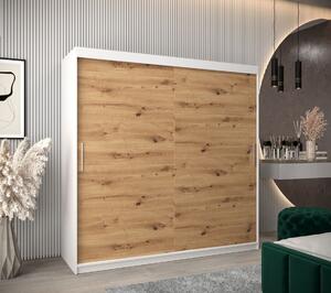 Skříň s posuvnými dveřmi v šířce 200 cm TIMEA - bílá / dub artisan