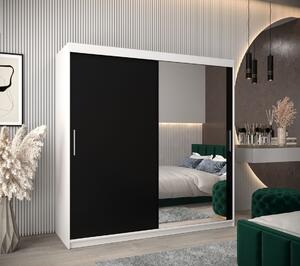 Skříň s posuvnými dveřmi v šířce 200 cm TIMEA 2 - bílá / černá