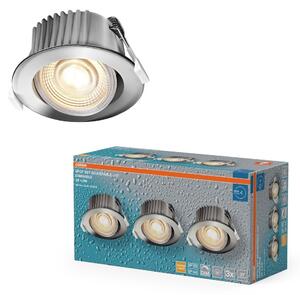 Vestavný LED reflektor DIM IP44, teplá bílá, chrom