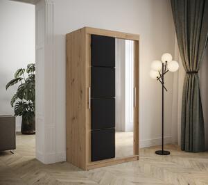 Šatní skříň s posuvnými dveřmi 100 cm TALIA - dub artisan / černá