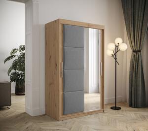 Šatní skříň s posuvnými dveřmi 120 cm TALIA - dub artisan / šedá