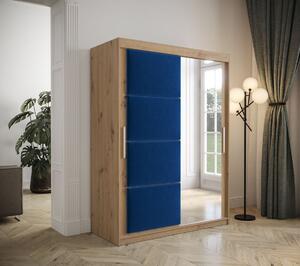 Šatní skříň s posuvnými dveřmi 150 cm TALIA - dub artisan / modrá
